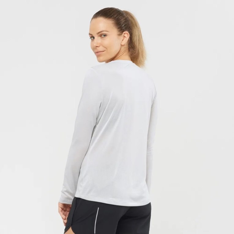 White Salomon Agile Long Sleeve Women's T-Shirts | IE SK2789